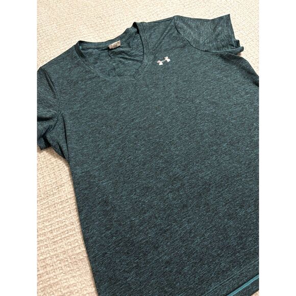 Under Armour V-Neck Performance Tee XL Turquoise Moisture Wicking Active Top - Picture 5 of 7